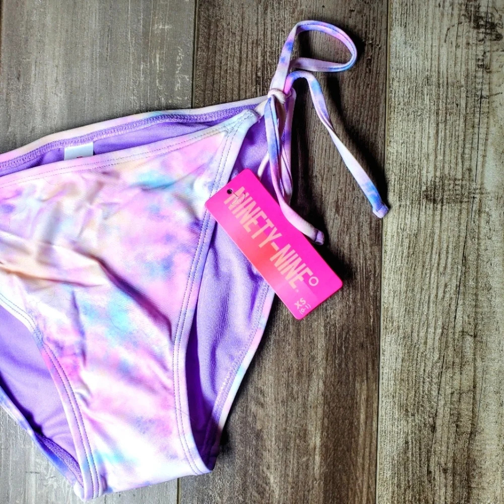 NWT Ninety-Nine Degrees Cotton Candy Side Tie Bikini Bottoms XS (0-1)